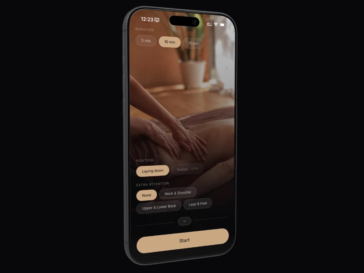 De app: kies houding, aandacht en muziek, en start