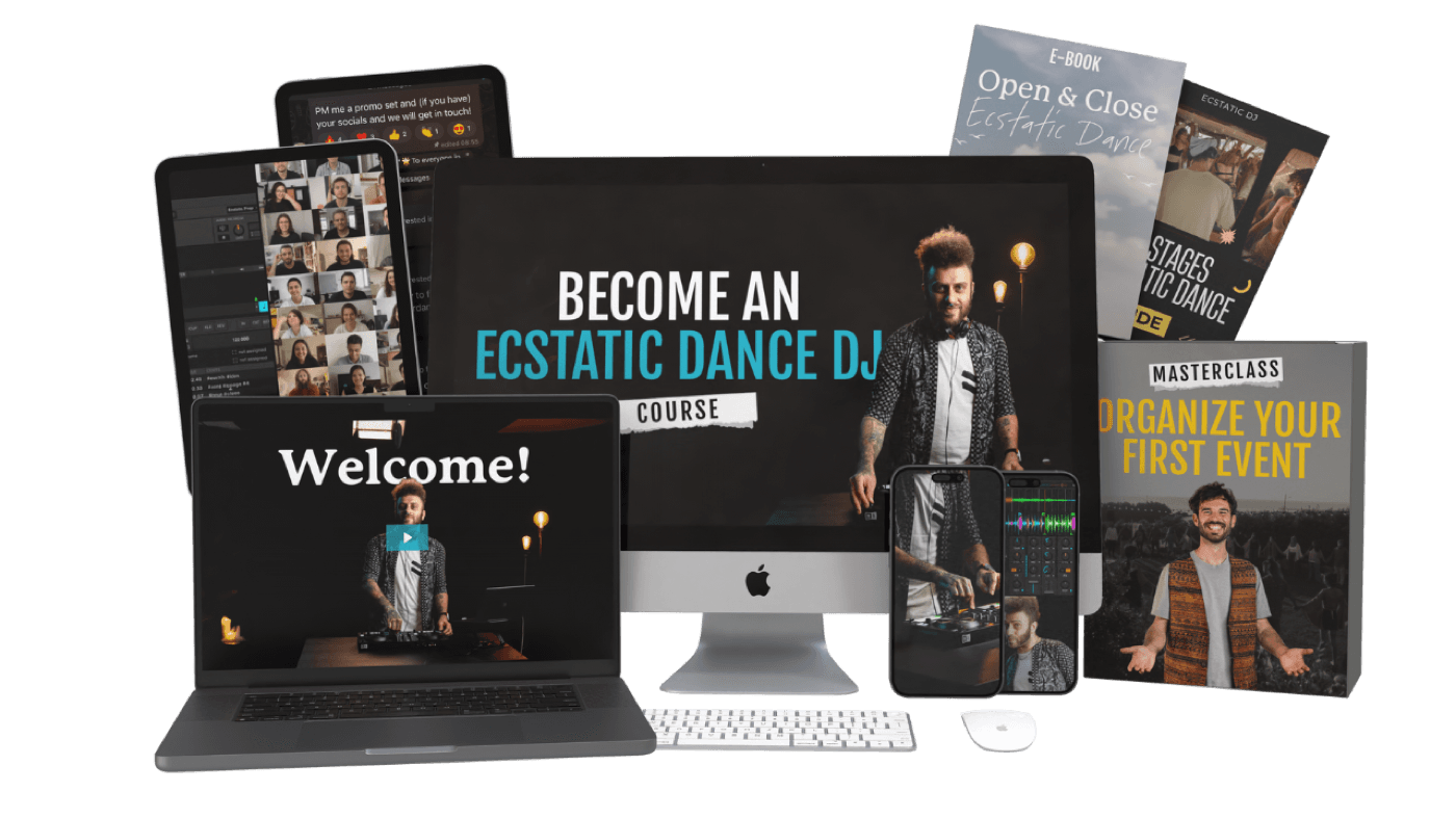 De cursus Become an Ecstatic Dance DJ op laptop, tablet en telefoon